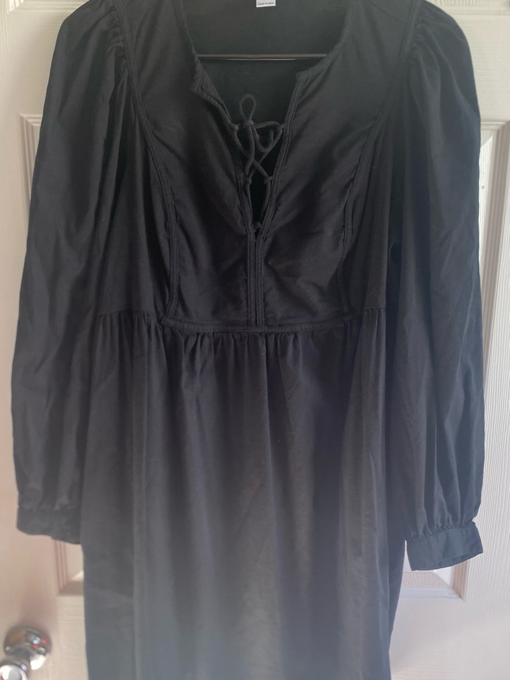 Old Navy Black Long Sleeve Lace-Up Empire Waist Dress
